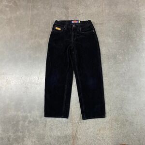 Empyre Black Corduroy Pants Elastic Waist Y2K Kids Size 24